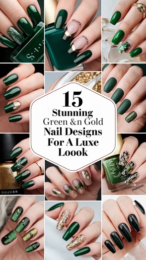 15 Stunning Green and Gold Nail Designs for a Luxe Look