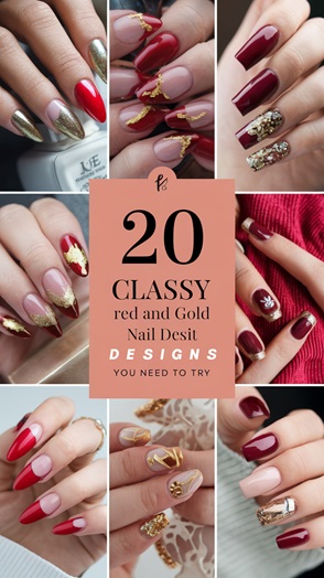 20 Classy Red and Gold Nail Designs You Need to Try