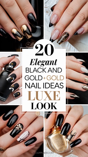 20 Elegant Black and Gold Nail Ideas for a Luxe Look