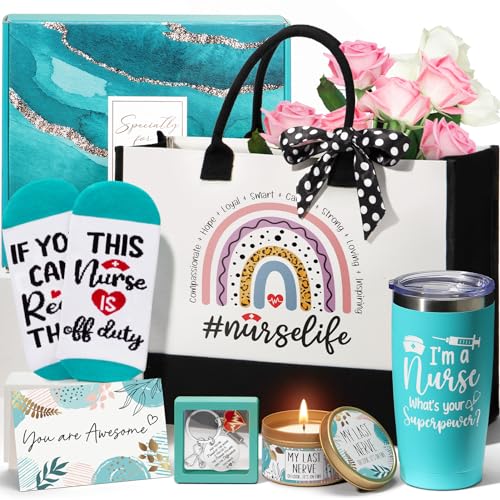 Nurse Gifts for Women Female, Nurses Day 2025 Gifts for Nurses, Best Nurses Week Gifts Nurse Appreciation Gifts School Nurses Gifts Basket, Nurse Practitioner Nurse Graduate Gifts w/ Canvas Tote Bag