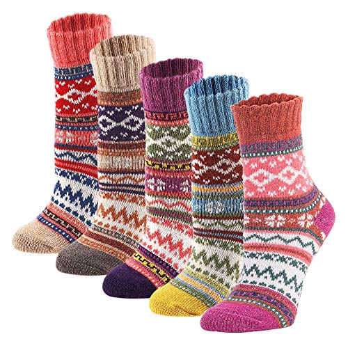 YZKKE 5Pack Womens Vintage Winter Soft Warm Thick Cold Knit ...