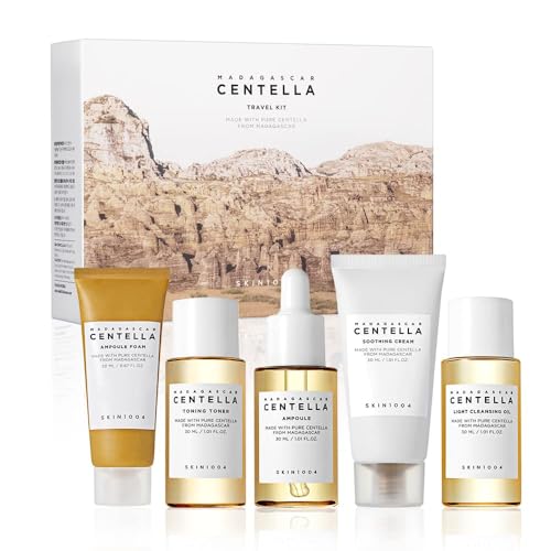 SKIN1004 Madagascar Centella Travel Kit, Toner, Ampoule, Soothing Cream, Cleansing ...