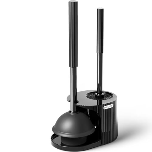FORASTO 2 in 1 Toilet Plunger and Brush Set，Extended Handle Plunger，Toilet Bowl Brush Plunger Set,Bathroom Cleaning Tools ，Toilet Brush Plunger Combo，Cleaning Brush，Bathroom Cleaning Supplies