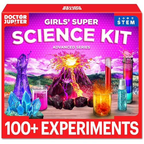 Doctor Jupiter Girls' Super Science Kit for Girls Ages 8-9-10-11-12-13-14 | Birthday Gift Ideas for Girls 8+ Years Old | STEM Toy with 100+ Experiments & Geyser Tube | Learning & Educational Kits