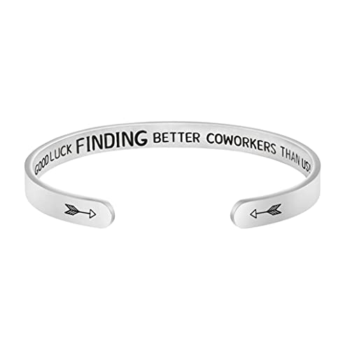 JoycuFF Coworker Gift for Women Colleagues Workmate Friendship Cuff Bracelets Engraved Stainless Steel Jewelry for Her