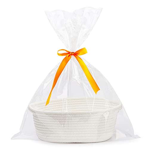 Pro Goleem Small Woven Easter Basket with Gift Bags and Ribbons Durable Baskets for Gifts Empty Small Rope Basket for Storage 12