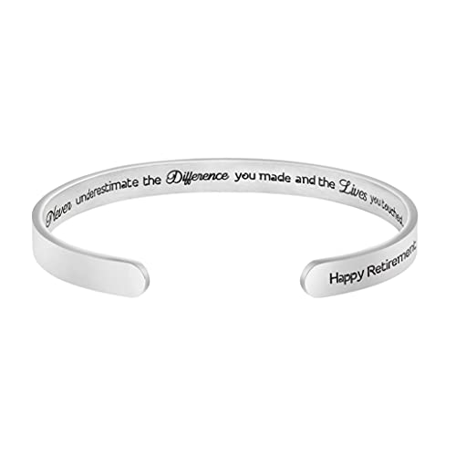 JoycuFF Farewell Retirement Gifts for Women Inspire Cuff Bracelets for Retired Friends Colleagues Coworker Mother Teacher Nurses Doctors Jewelry
