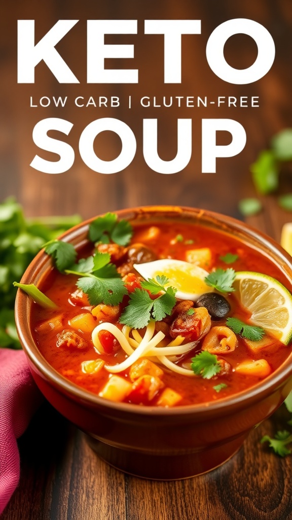 A comforting bowl of keto taco soup