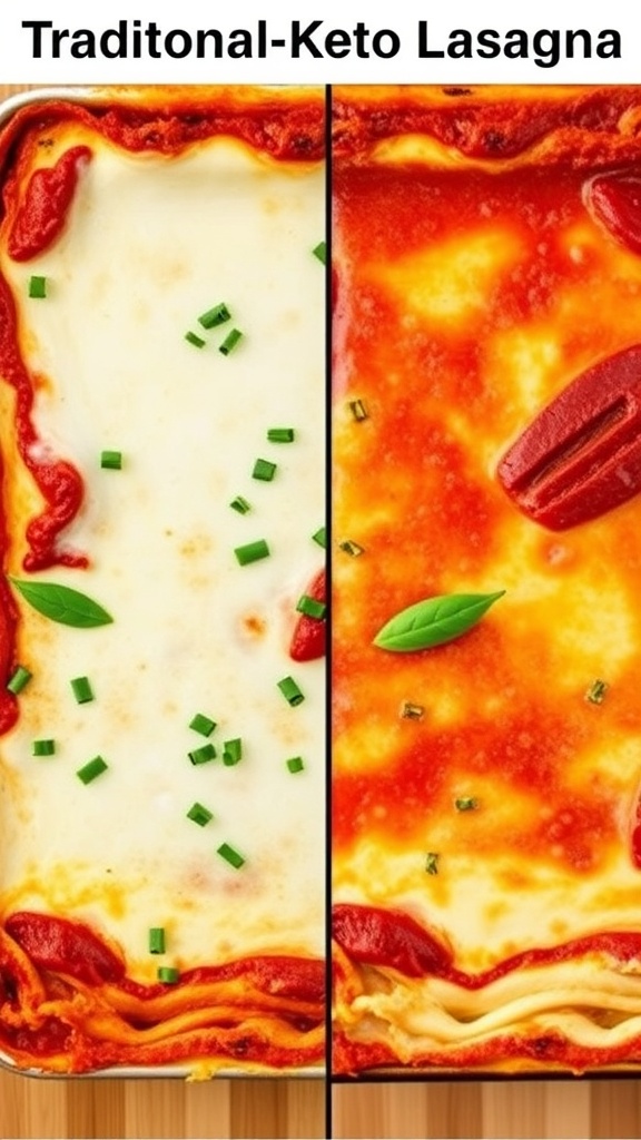Keto lasagna with layers of zucchini and cheese