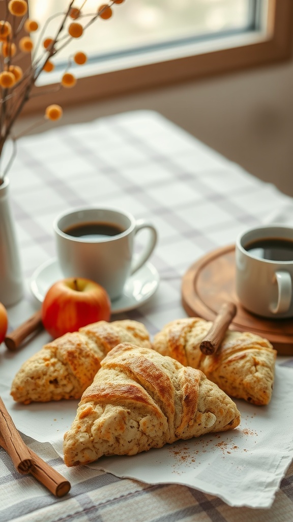 Delicious apple cinnamon scones with coffee