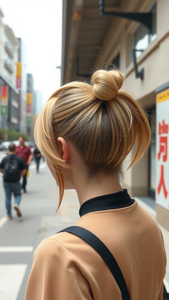 A stylish asymmetrical bow hairstyle, featuring a bow placed off-center, creating a fun and unique look.