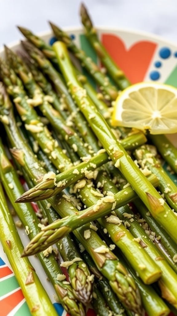 Delicious baked asparagus topped with lemon zest