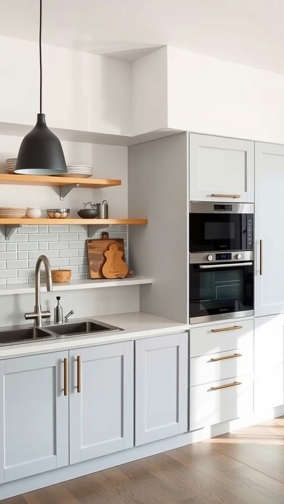 A modern classic kitchen with sleek design and functional elements.