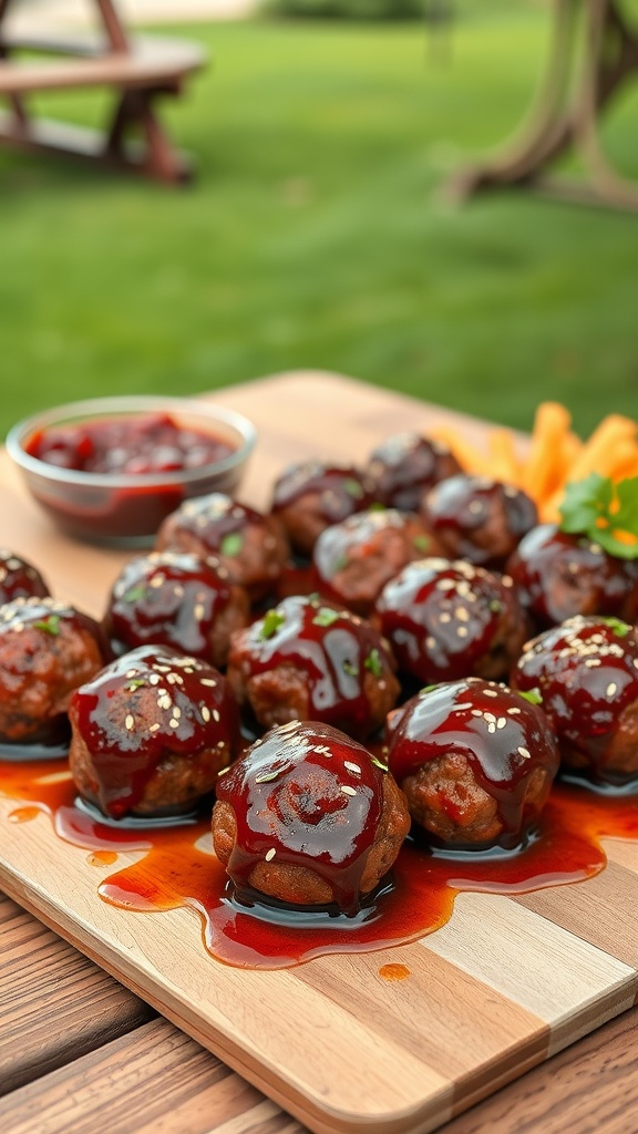 Plate of BBQ meatballs topped with sugar-free sauce