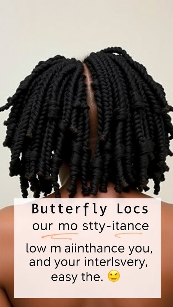 Butterfly locs hairstyle from the back, showcasing its unique twists and texture.