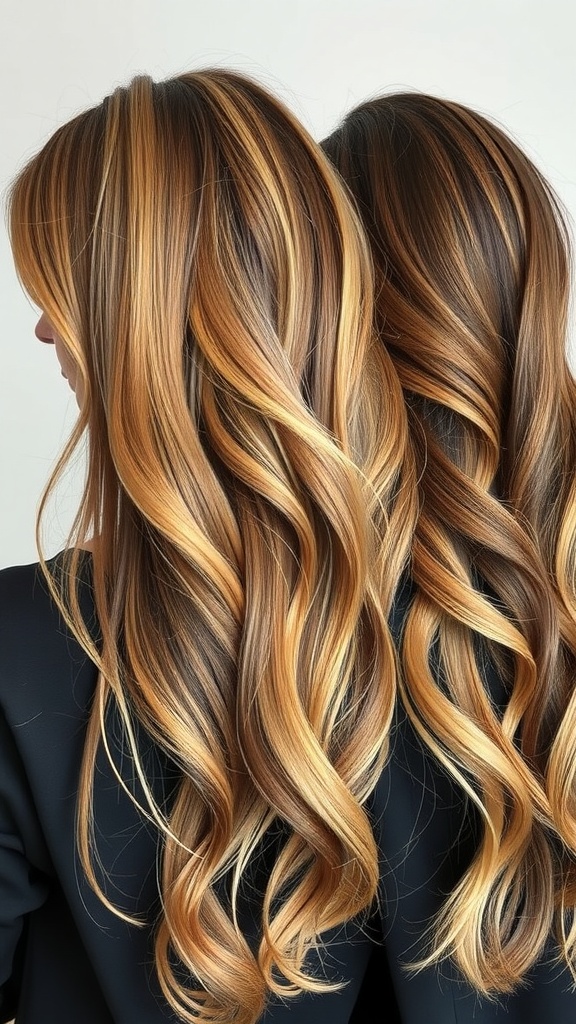 Long bronde hair with waves, showcasing a blend of blonde and brown tones.