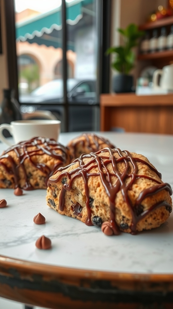 Chocolate Hazelnut Scones with Nutella Drizzle