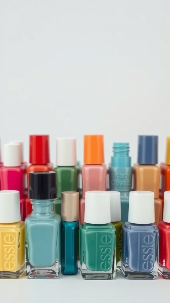A collection of colorful nail polish bottles