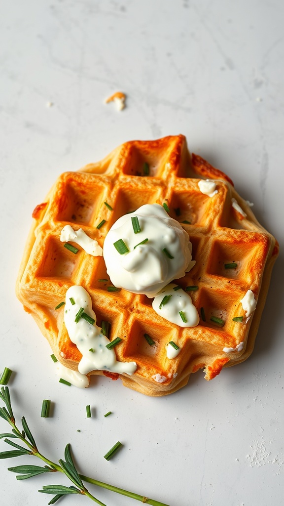 Cream Cheese and Chive Chaffle with toppings
