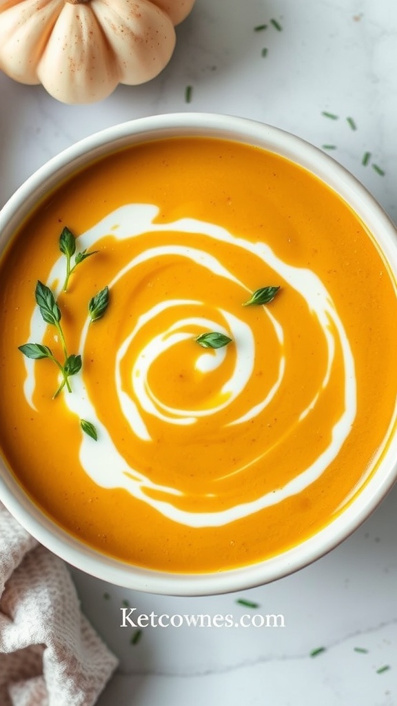 Creamy Keto Pumpkin Soup in a bowl