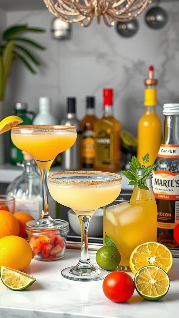 Ingredients and setup for a classic margarita bar.