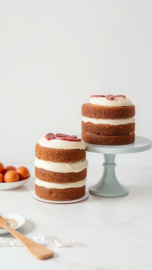 Delicious carrot cake layered with cream cheese frosting