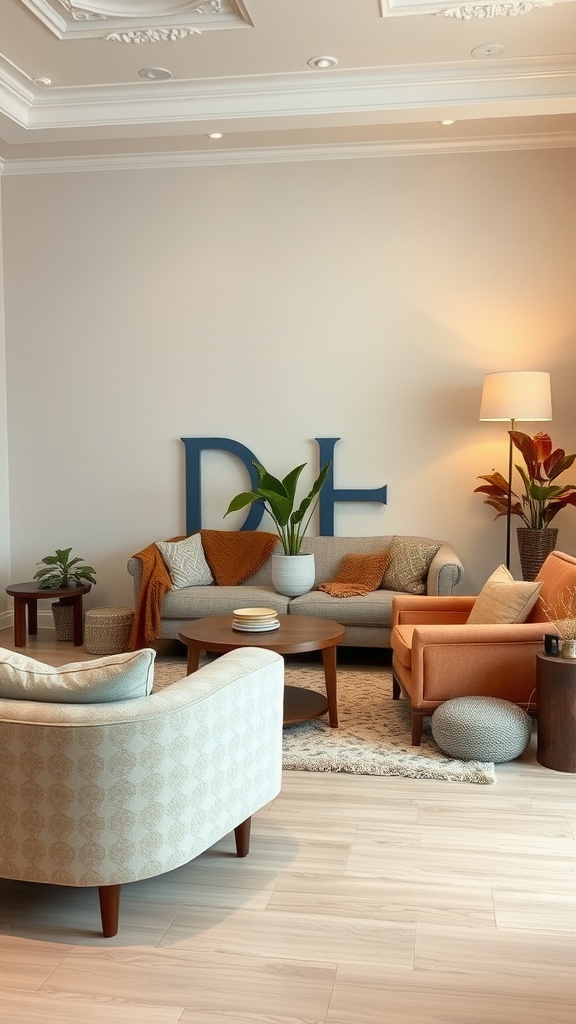 Cozy living room with comfortable seating and warm decor.