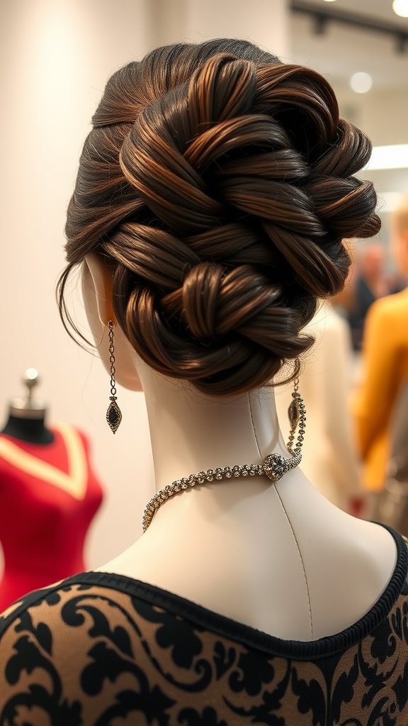 Elegant braided updo hairstyle for long hair
