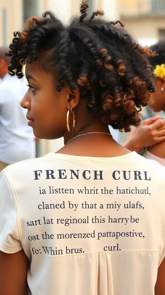 A young woman showcasing French curls, highlighting cultural influences in hairstyling.