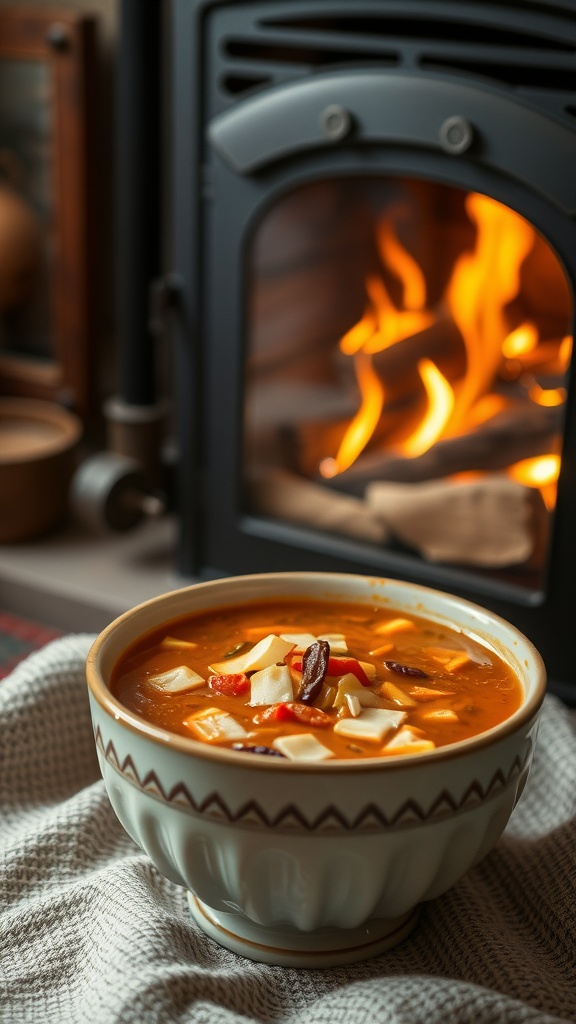 A warm bowl of keto taco soup, perfect for cold days.
