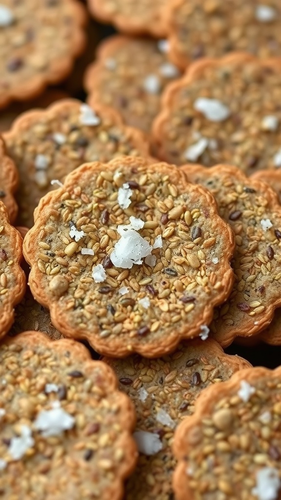 A close-up of homemade flaxseed crunchy bites
