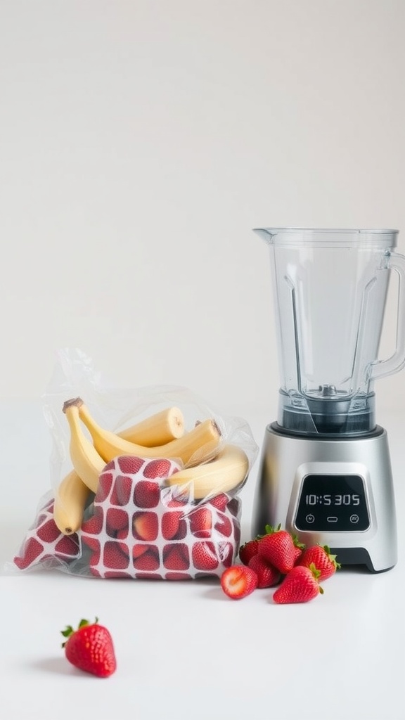Ingredients for a healthy strawberry banana smoothie