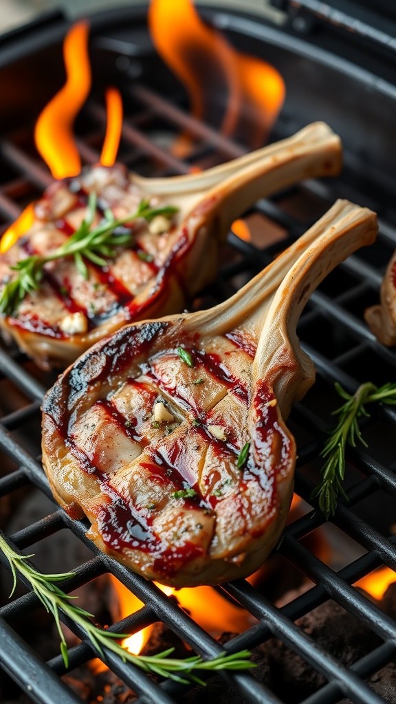 Grilled lamb chops with garlic and rosemary