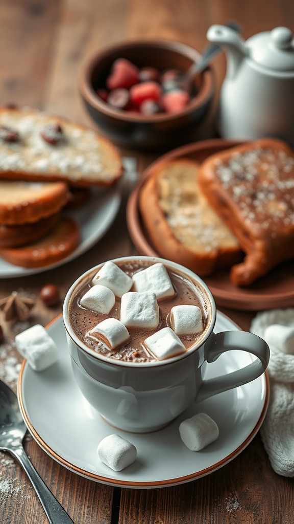 A cozy cup of gourmet hot chocolate topped with marshmallows