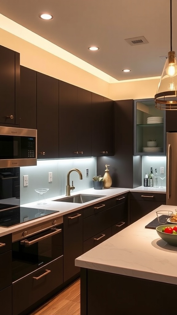 Luxury kitchen interior featuring modern appliances and elegant design.