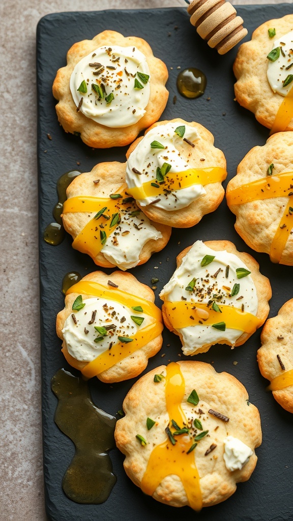 Delicious herbed goat cheese keto biscuits on a serving platter.