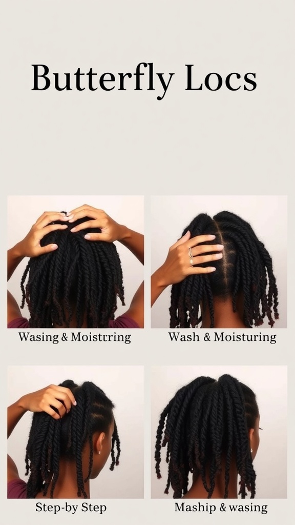 Steps for washing and moisturizing hair before butterfly locs