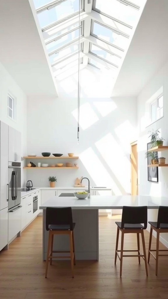 Bright kitchen with large skylight and modern design.