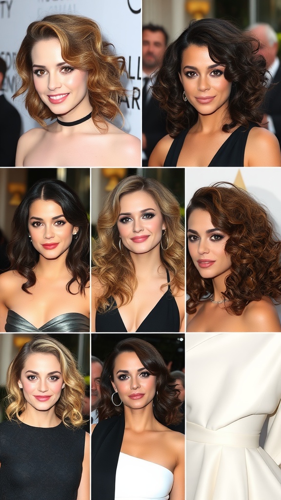 Collage of celebrities showcasing various styles of French curls and braids.