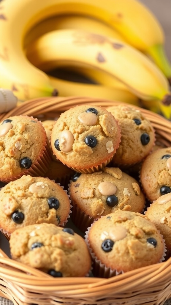Delicious keto banana bread muffins in a basket.