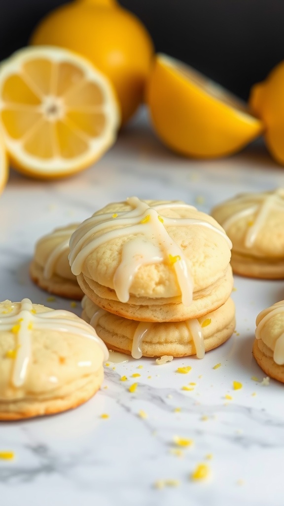 Delicious lemon zest keto biscuits with a drizzle of icing