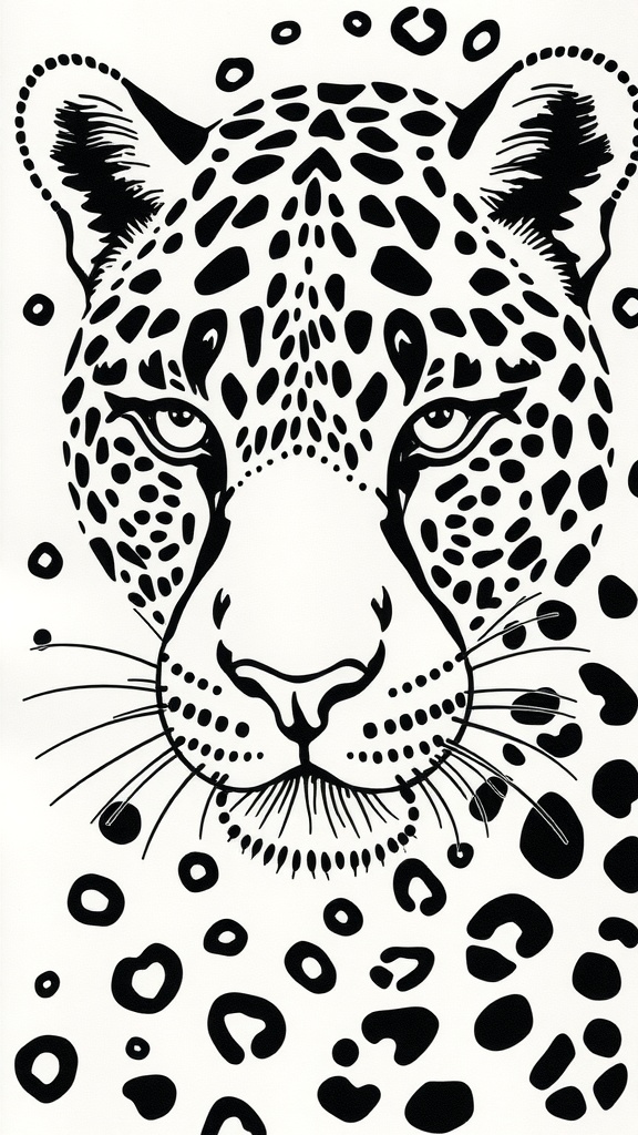 A stylish leopard print design with black dots on a white background.
