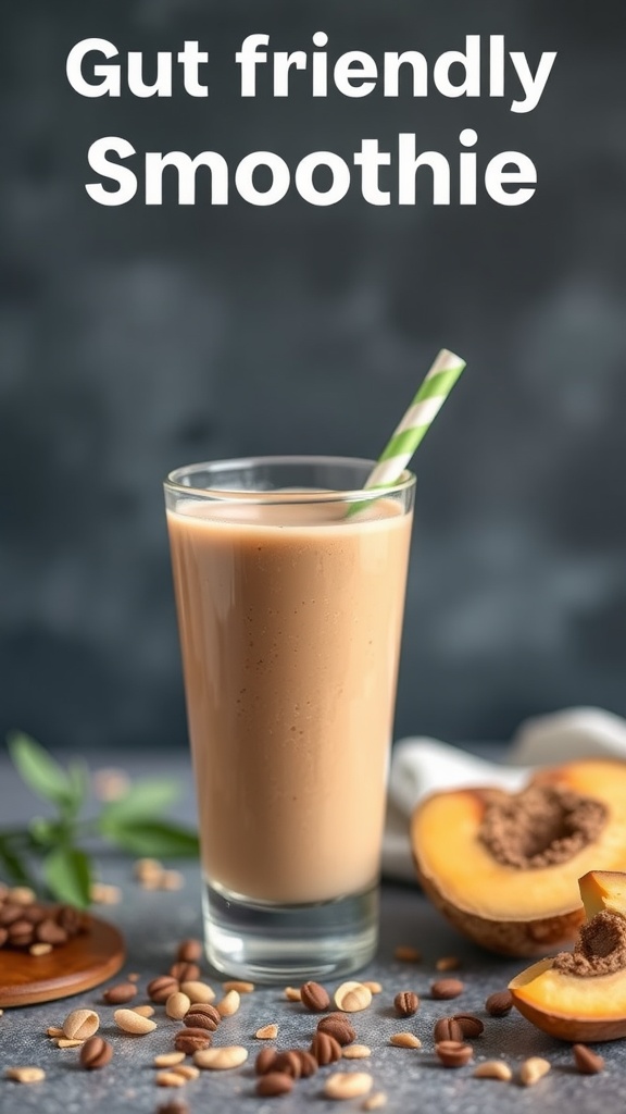 A delicious maca smoothie for gut health, filled with wholesome ingredients.
