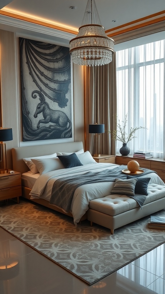Luxurious master suite featuring elegant furniture and stylish decor.