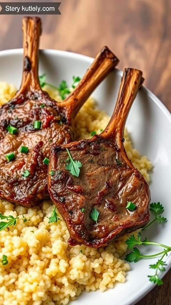 Moroccan-Spiced Lamb Chops served with couscous