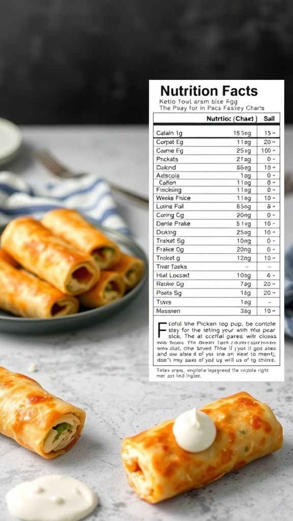 A plate of crispy keto egg rolls served with dipping sauce.