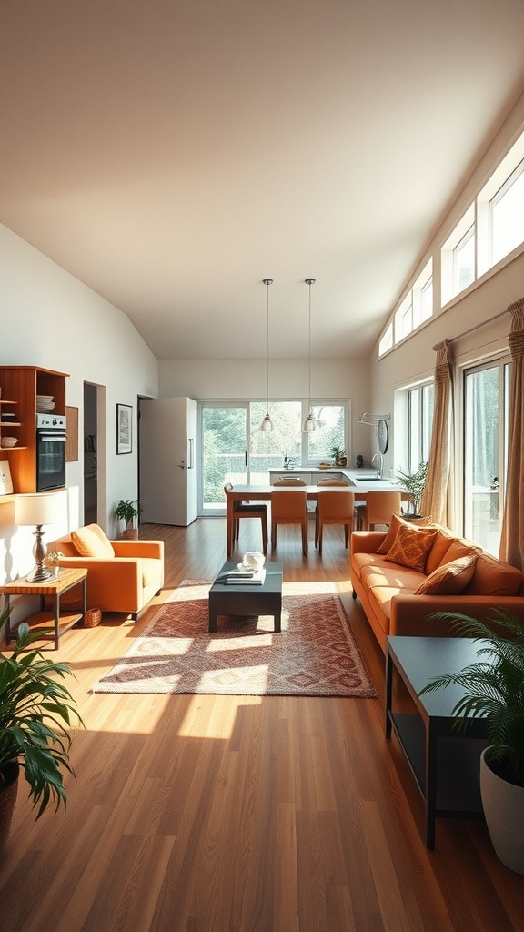 A bright and spacious open concept interior featuring living and dining areas.