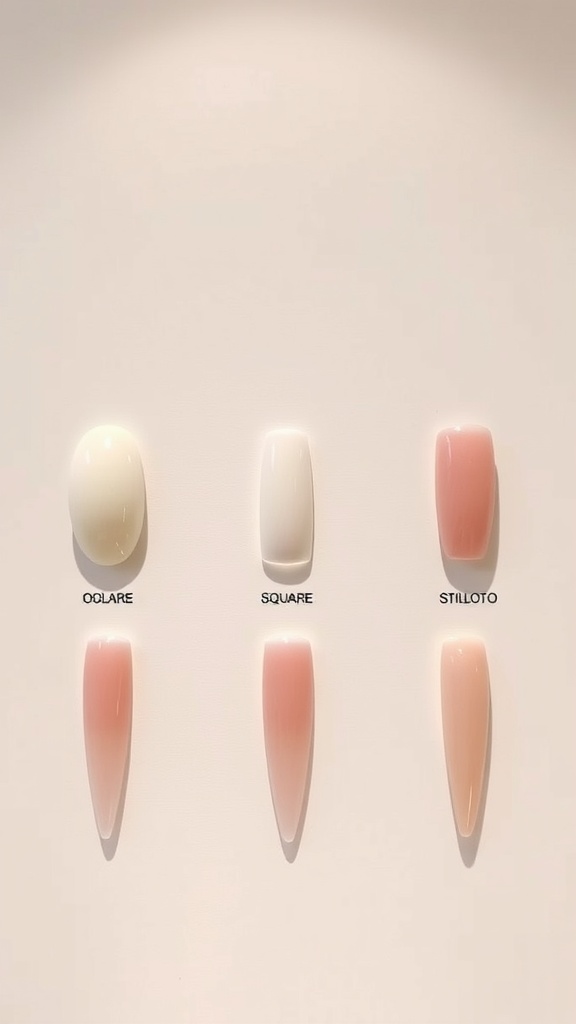 Comparison of oval, square, and stiletto nail shapes