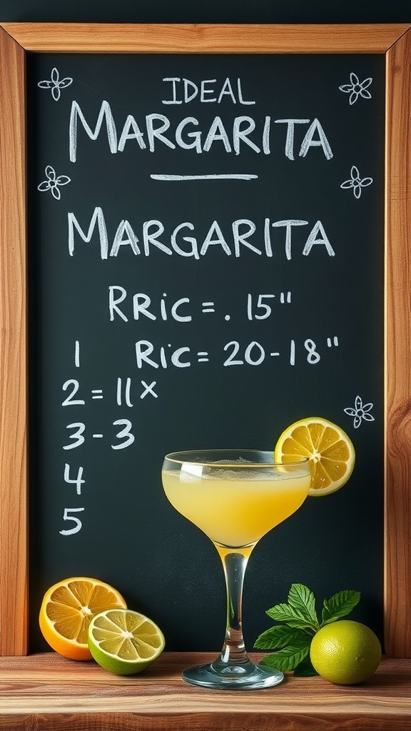 Classic margarita recipe with ingredients and instructions.