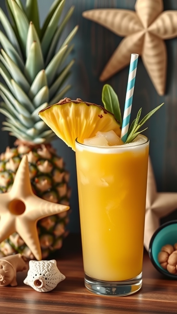A refreshing pineapple ginger smoothie in a glass